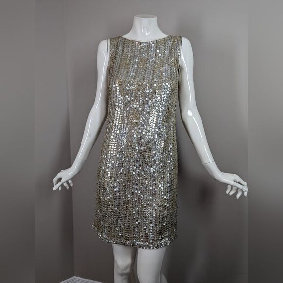 Alice + Olivia Sequin Shift Dress – Size 2 – 100% Silk Lined - Picture 6 of 10